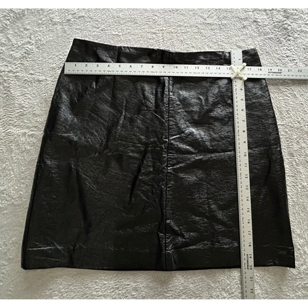 M&S Collection Black Faux Leather Mini Skirt T59 4471/03102 Size UK 16 EUR 44